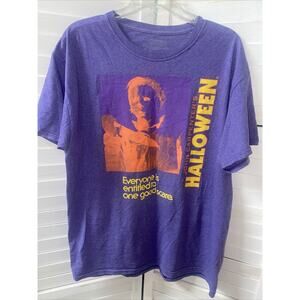 Halloween Michael Myers John Carpenter Purple Cotton Blend Shirt Scary Sz Large